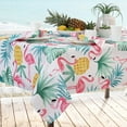 thumbnail image 4 of Newbridge Kitschy Boca Flamingo Indoor/Outdoor Fabric Tablecloth - Tropical Pineapple and Palms Soil Resistant, Water Repellent Fabric Tablecloth, 60 X 84 Oblong Zippered Umbrella Tablecloth, 4 of 8