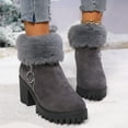 thumbnail image 2 of Xfvqtps Womens Chunky Flatform Ankle Boots Velvet Upper with Side Zipper Winter Fashion Block Heel Booties for Height Boost Comfortable Non Slip Sole Shoes Dark Gray, 2 of 9
