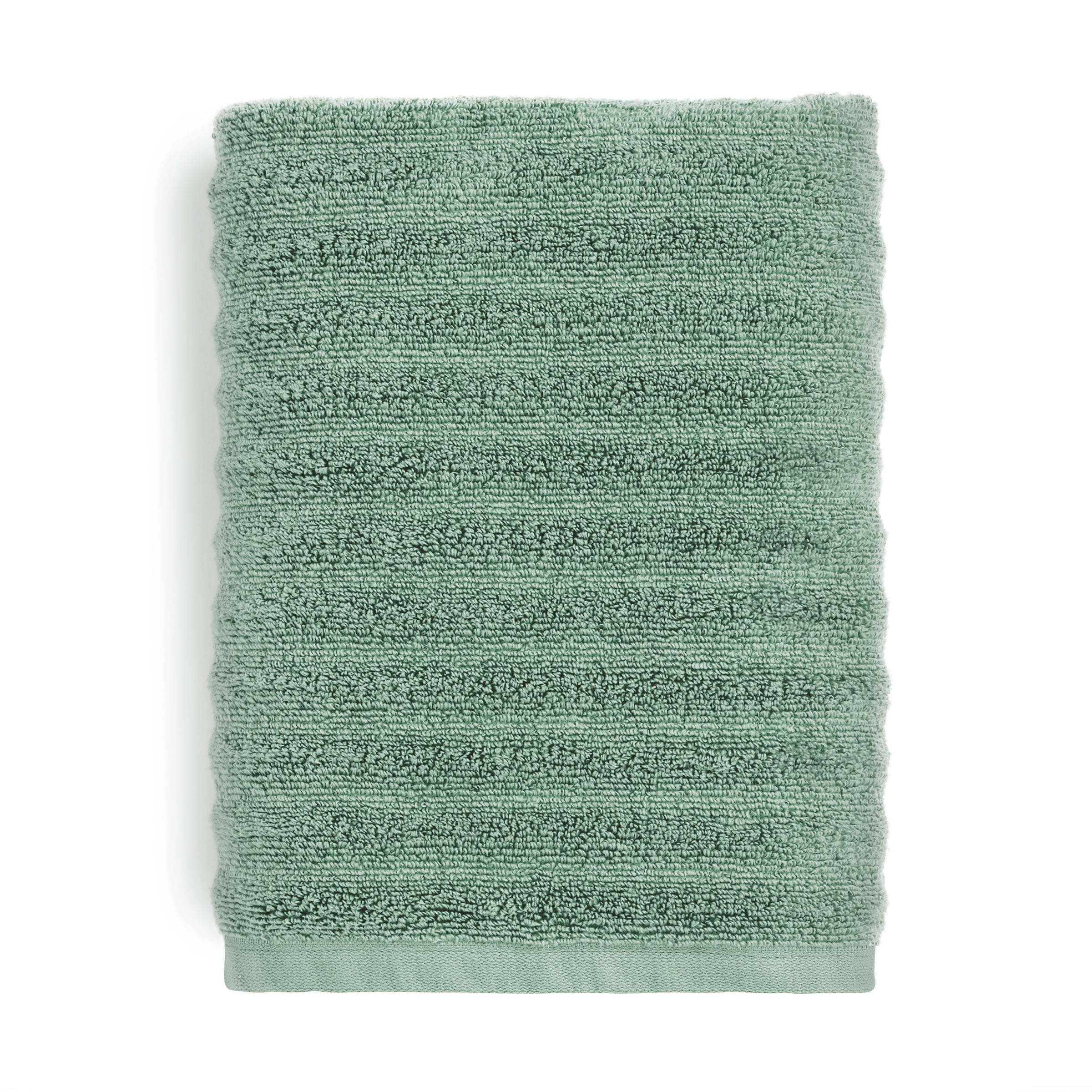 (2 pack) Mainstays Performance Cotton Bath Towel, Super Soft Quick Dry Fade Resistant, Textured Green