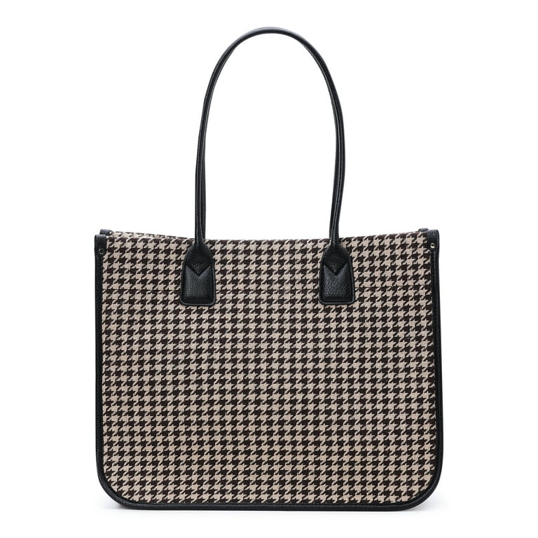 Houndstooth Fashion Tote Bag With Dual Handles