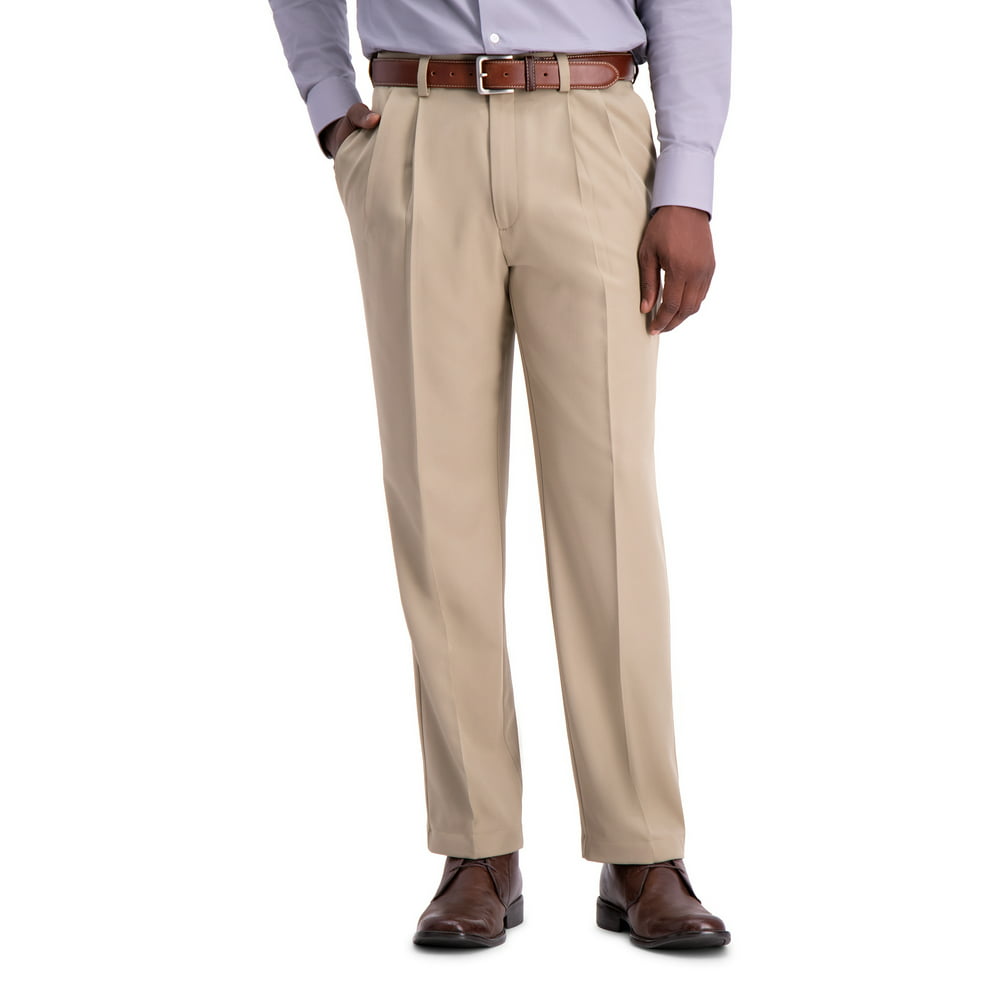 Haggar - Haggar Men's Cool 18® Pro Solid Pleat Front Pant Classic Fit ...