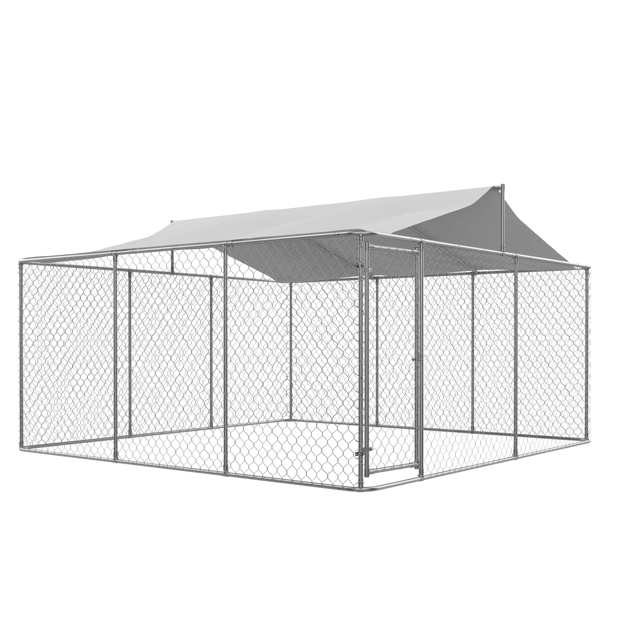 Wiilayok 15 x 15ft Outdoor Dog Kennel Heavy Large Outdoor Dog Playpen with Secure Lock Sturdy Galvanized Metal Frame with Waterproof Roof Cover(14.8‘L x 14.8’W x 5.8‘/7.6‘H)