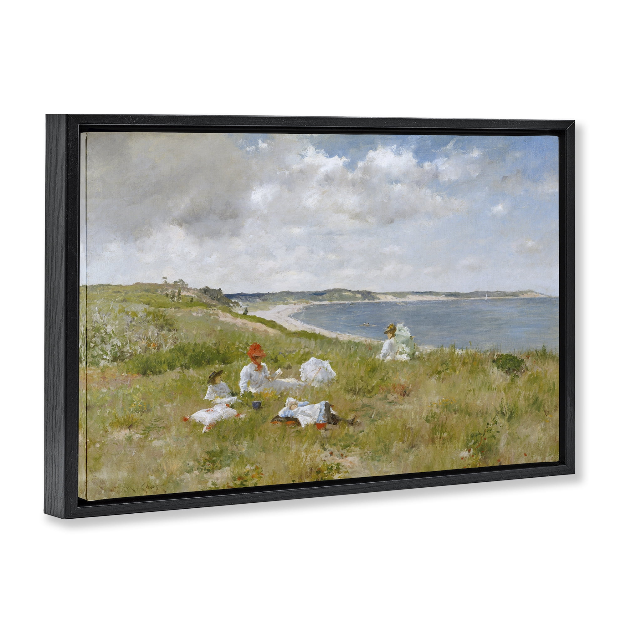 Stupell Industries Clasical Idle Hours Painting Landscape & Nature Painting Black Floater Framed Canvas Art Print Wall Art, 31 x 21