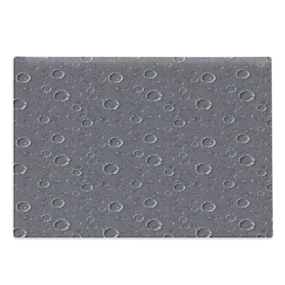 Space Cutting Board, Surface of an Asteroid Planet Pattern with Huge Crater Spots and Circles Universe Theme, Decorative Tempered Glass Cutting and Serving Board, Large Size, Dimgrey, by Ambesonne