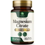 Magnesium Citrate Extra Strength 1000 mg - High Absorption Magnesium Supplement for Muscle, Bone, Nerve & Heart Health Support, Magnesio Vitamin Pills, Non-GMO, Nature's Premium Formula - 120 Capsules