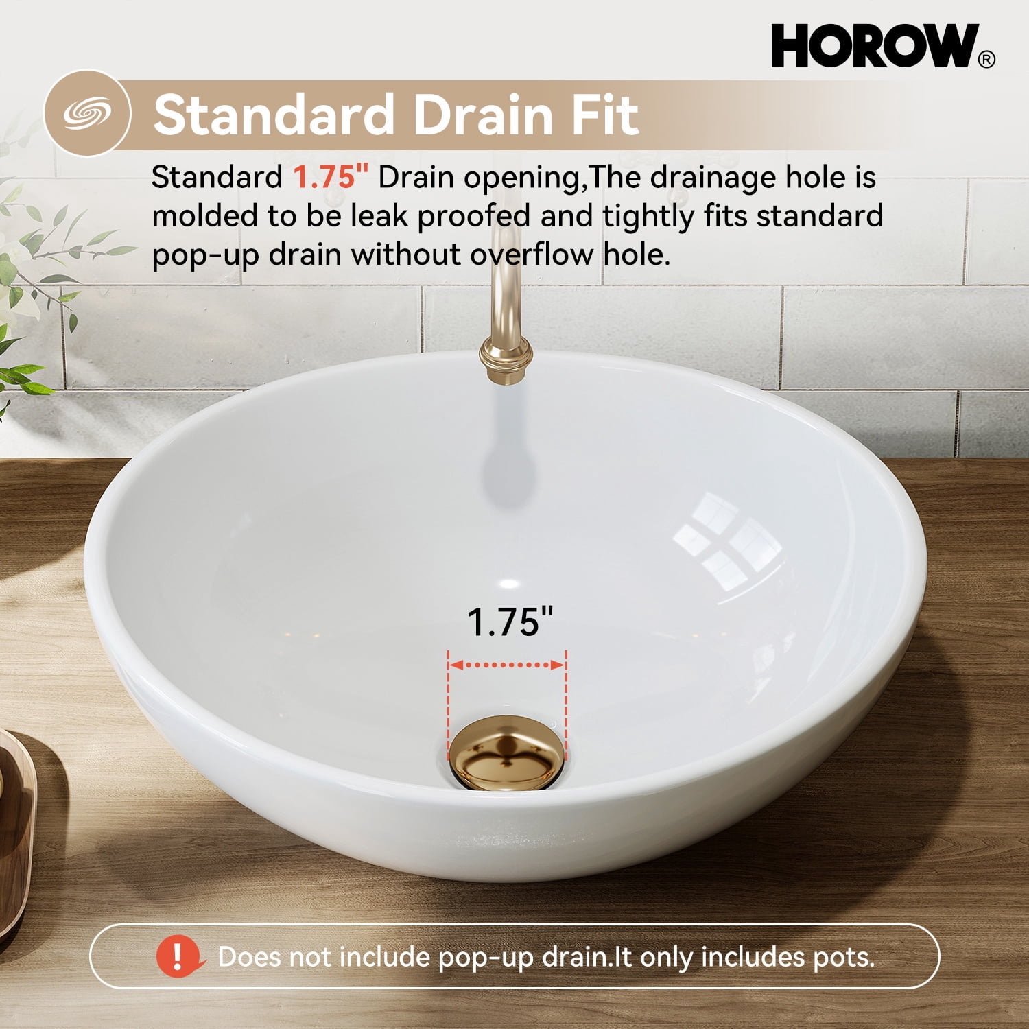 HOROW Bathroom Vessel Sink, 16'' X 13'' Oval Modern Above Counter Vanity White Porcelain Ceramic
