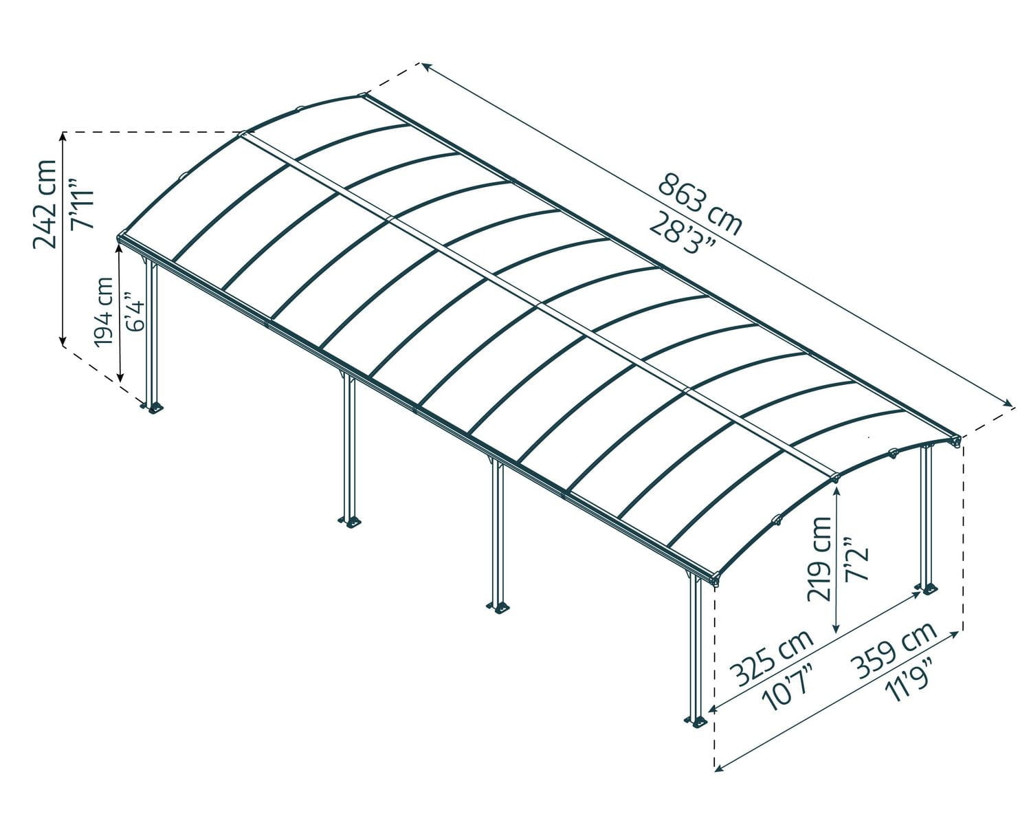 CANOPIA by PALRAM Arcadia 12 ft. x 28 ft. Grey Carport