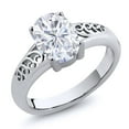 thumbnail image 2 of Gem Stone King 925 Sterling Silver Solitaire Ring Oval Moissanite (2.10 Cttw), 2 of 3