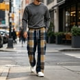 thumbnail image 4 of HAJWOH Mens Sweatpants Baggy Wide Leg Plaid Checkered Jogger Pants Men for Daily wear, 4 of 5