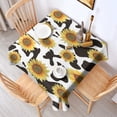 thumbnail image 2 of Black White Cow Pattern Sunflower Square Tablecloth,Waterproof Square Table Cover,Wipeable Spillproof Washable Table Cover for Home Kitchen Party Decor 42"X42"(107x107cm), 2 of 6