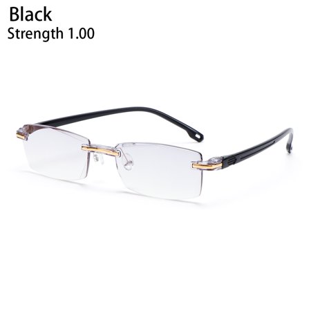 +1.0 to 3.0 Degree Computer Gaming Goggles Readers Eyewear Rimless Anti Blue Light Reading Glasses Radiation Protection Presbyopia Glasses BLACK STRENGTH 1.00
