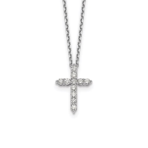 14K White Gold necklace Cable Diamond Themed Diamond, Lab Grown Round