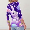 thumbnail image 4 of Easter Shirts for Women Bunny Egg Print Crew Neck Festival Graphic Tee 3/4 Sleeve Bunny and Eggs Printed Plus Size Tops Dark Purple M, 4 of 4