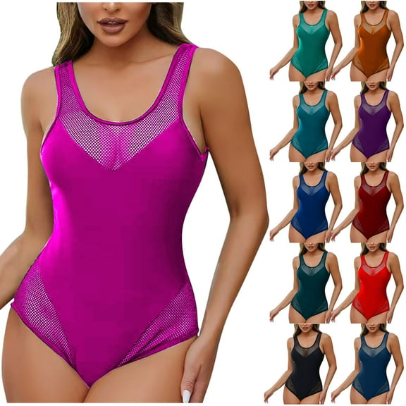 Ashirexll Women's One-piece Swimsuits One Piece Bathing Suit for Women Summer Sling Solid Color One Piece Bikini Suit Fashion Casual Swim Suit