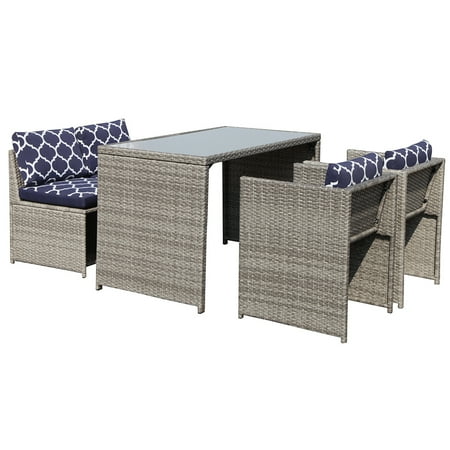 Orange Casual Patio Wicker Dining Set 5 Pieces Outdoor Furniture Orange Casual Patio Wicker Dining Set 5 Pieces Outdoor Furniture Sets Garden Lawn Rattan Sofa Cushioned