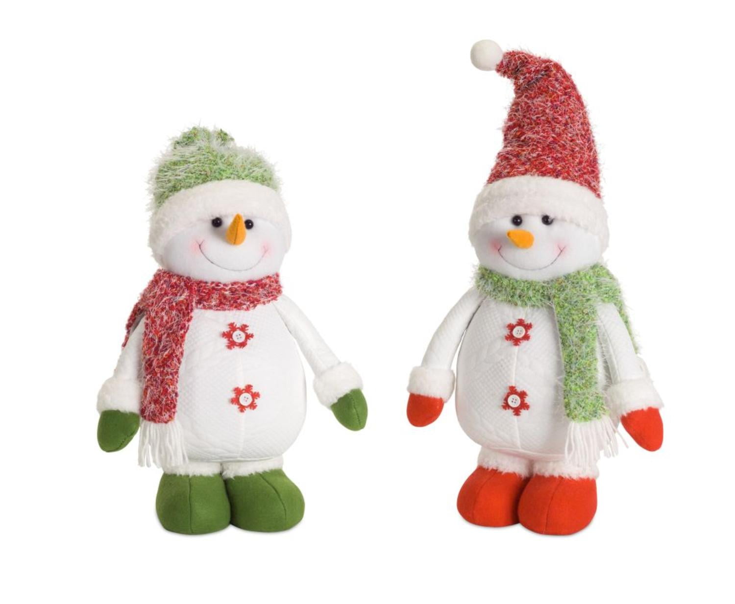 Set of 4 Red and White Snowman with Scarf Plush Stuffed Figures 17