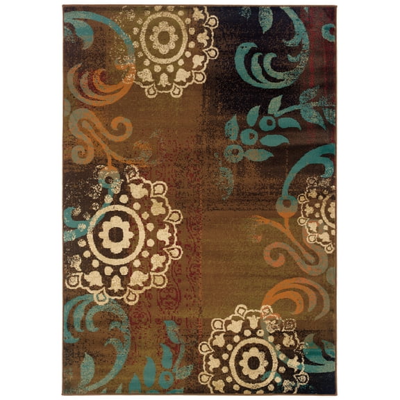 Sphinx Emerson Area Rug 2822A Casual Brown Scrolls Circles 10' x 13' Rectangle