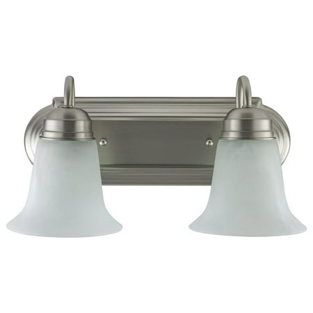 

45430 14-Inch Traditional Vanity Light Classic Decorative Wall Sconce -Shaped Alabaster Glass Shades 2 60W A19 Bulbs (Not Included) Mirrors Bathrooms Powder Room Brushed Finish