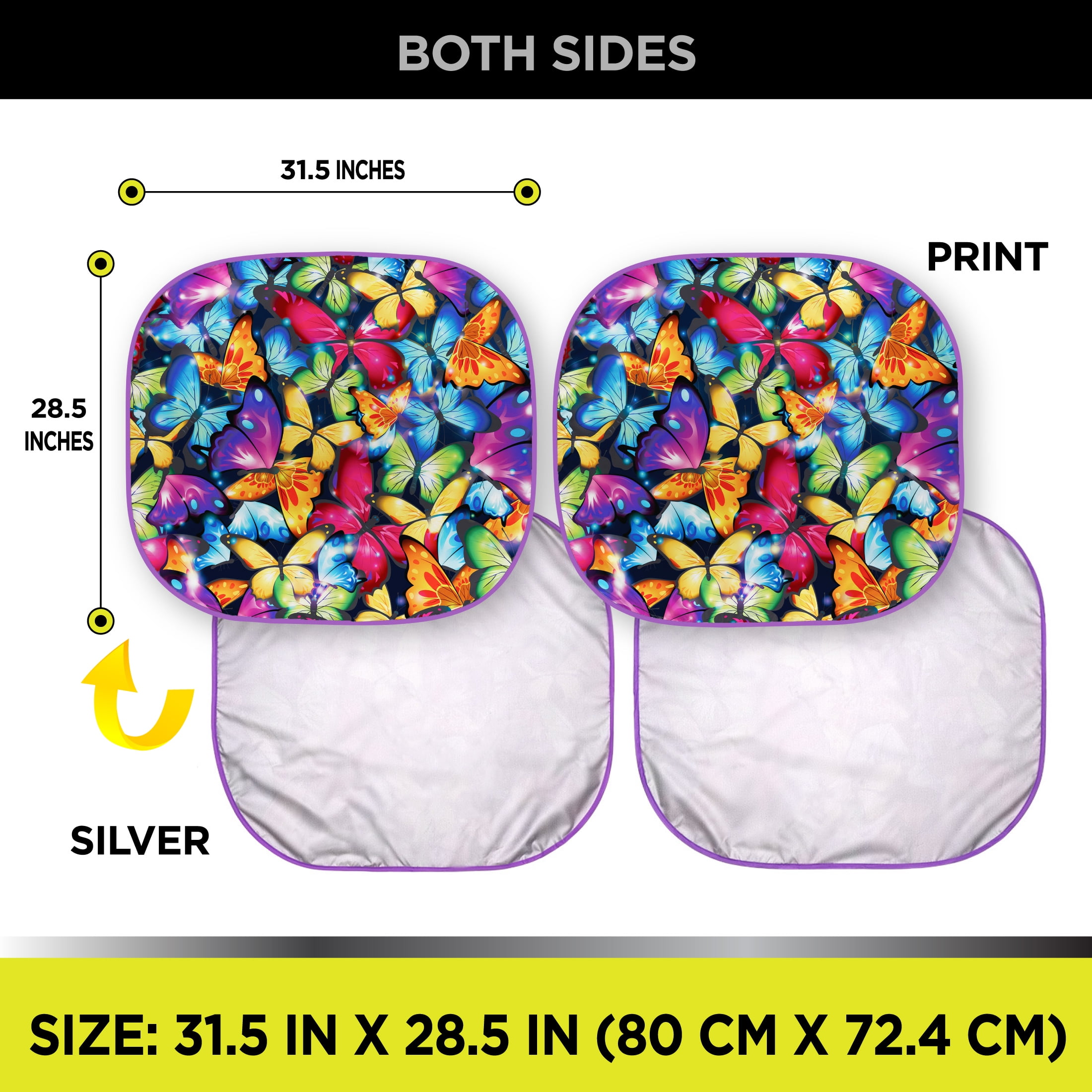Auto Drive Universal Fit Butterfly Twist Sunshade, 2 Count, 28.5 in x 31.5 in