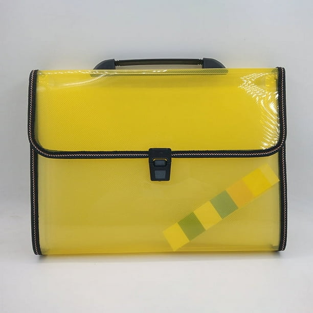 Zhuge Organizador de archivos en forma de acordeón con 13 bolsillos, carpeta de archivos expandible portátil, organizador de documentos de plástico expandible para viajes y oficina, color amarillo
