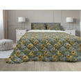 thumbnail image 1 of Vintage Comforter & Sham Bedding Set, Art Nouveau Inspired Tender Entangled Leaves and Flowers, 3 pcs Duvet Set Microfiber Filling Quilt, 5 Sizes, Earth Yellow Fern Green, by Ambesonne, 1 of 4
