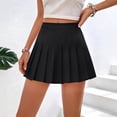 thumbnail image 4 of Lmueinov Women's High Waist Solid Pleated Mini Skirt, Wrinkle-Resistant A-line Casual Skirt for Daily School Wear XS-2XL, 4 of 5