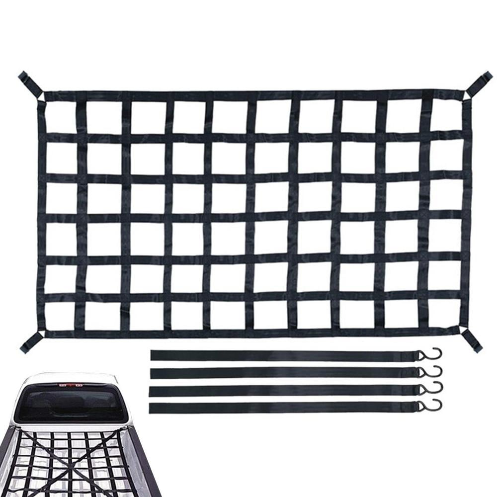 Truck Bed Cargo Net 4" x 4" Cargo Net For Pickup Truck Bed Heavy Duty Small Bungee Net Mesh