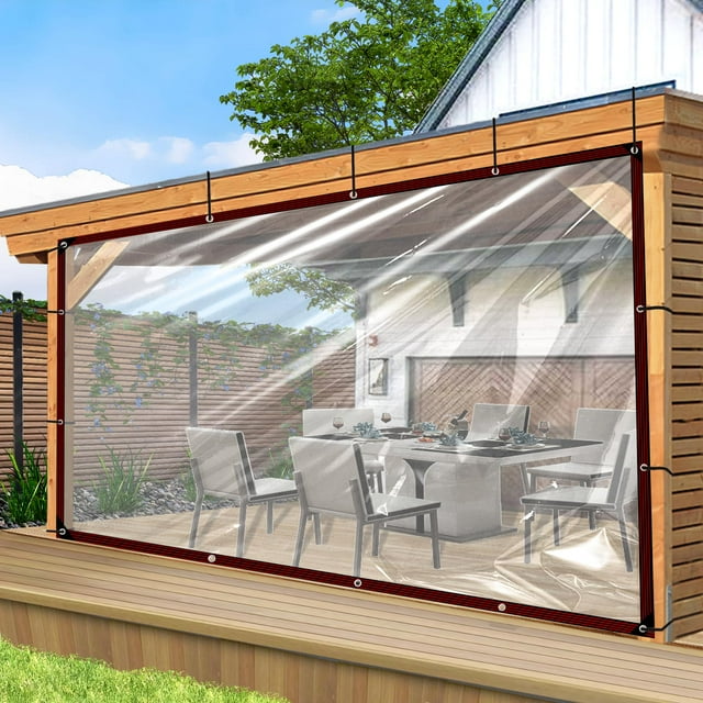Lona transparente ZOZIJIU, resistente al agua, 3 x 3 m, con ojales