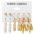 thumbnail image 1 of Pendientes de metal estilo europeo y americano, pendientes geométricos cuadrados, pendientes de perlas retro, pendientes estilo Hepburn, juego de 6 piezas, 1 of 6