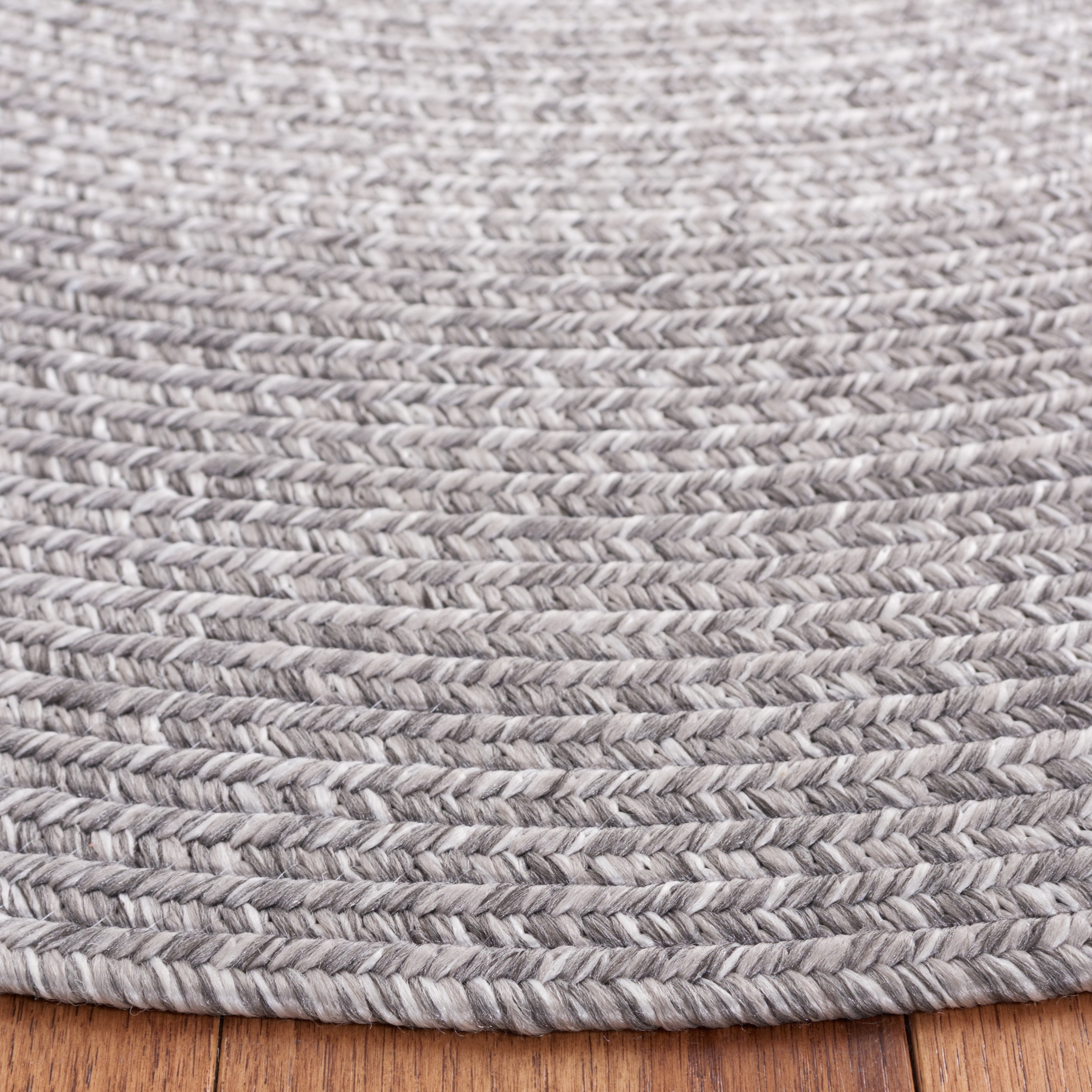 SAFAVIEH Braided Evangeline Bordered Machine Washable Reversible Area Rug, Grey, 6' x 9' Oval