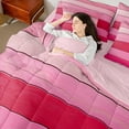 thumbnail image 5 of Manfei Girly Pink Stripes 7 Pieces Bedding Comforter Set for Female, Modern Abstract Ombre Full Bedding Set, Chic Artwork Reversible Fitted Sheet Flat Sheet, Lightweight Room Decor, 5 of 8