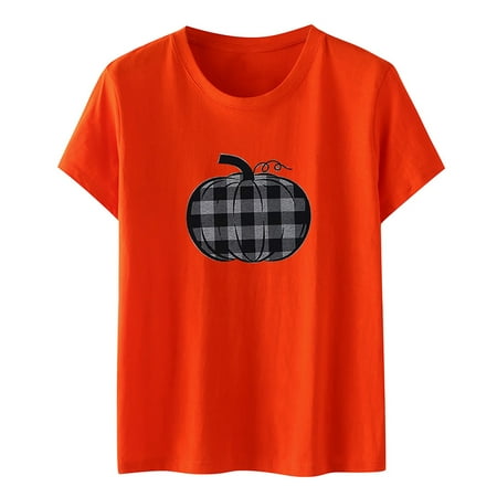 

Tank Top for Women Sexy Tops for Women Women s Trendy Printed Crew Neck Short Sleeve T-shirt Blouse Loose Fit Tops Tshirts Shirts for Women Shirts for Women Clearance Orange 2XL