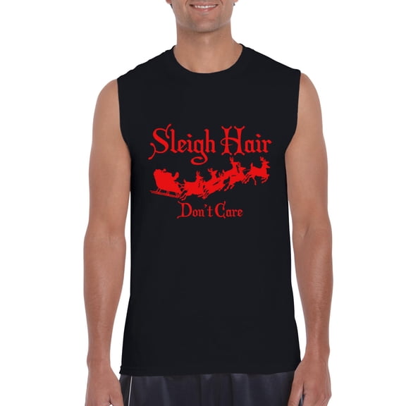 MmF - Men's Graphic T-Shirt Sleeveless - SLEIGH HAIR DON'T CARE