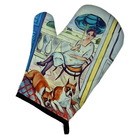 

Carolines Treasures 7068OVMT Lady with her Boxer Oven Mitt Large multicolor