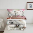 thumbnail image 5 of Erosebridal Galloping Horse Comforter Set Twin Size, Teens Western Cowboy Duvet Insert, Cherry Blossoms Petal Bedding Set , Farm Animal Quilted Duvet Bedroom Decor, White Pink, 5 of 5