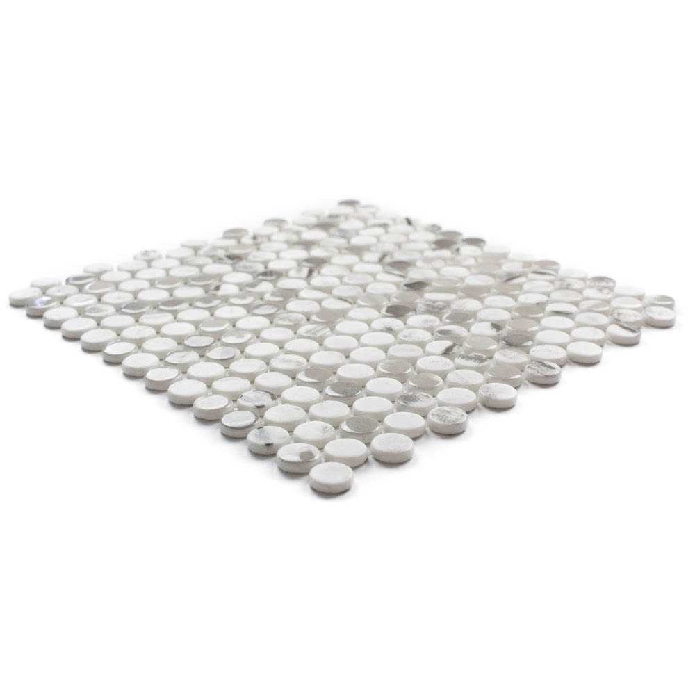 The Tile Life Eterna Penny 4" x 4" Alaia Glass Round Mosaic Tile Sample 1 Piece