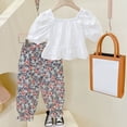 thumbnail image 4 of TopLLC Ensembles de Blouses et Chemises à Manches Courtes Col Rond Printemps et Été Imprimé Mignon Filles Ensemble de Blouses et Pantalons Col Rond Confortable Ensemble Fille, 4 of 5