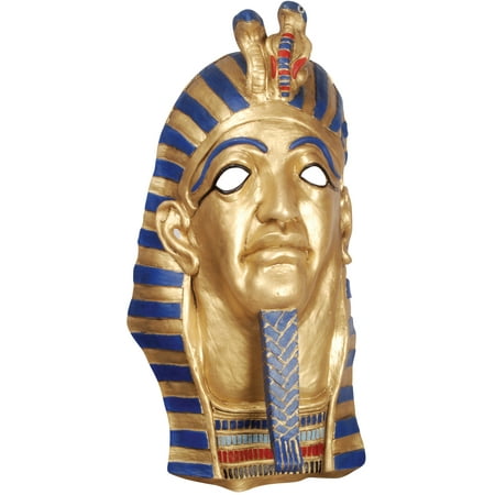 Star Power Egyptian Mummy Pharaoh Latex Mask, Gold Blue Red, One Size