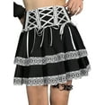 thumbnail image 2 of Seyurigaoka Women Lolita Skirt, High Waist Hollow Out Floral Lace Bandage Patchwork Short Skirt, 2 of 9