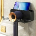 thumbnail image 3 of LACKUST Adhesive Hair Dryer Holder No Drill - Black Bathroom Wall Mount Organizer with Hooks & Storage Compartments, Waterproof Plastic, 3 of 5