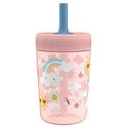 Zak Designs Capri Tumbler, Soft Straw Tumbler for Toddlers, 12oz, Leak-Proof, Easy to Hold, Sunshine and Rainbows