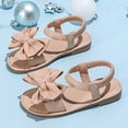 thumbnail image 2 of BOBOGOJP Girls Sandals, Open Toe Cute Bow Princess Girls Flats, Sparkly Summer Dress Shoes Sandals for Toddler/Little Kid/Big Kid Beige for Size 13.5, 2 of 6