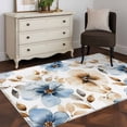 thumbnail image 3 of 2.7x5 Area Rugs, Blue Brown Spring Floral Non-Skid Rubber Backing Large Rectangle Rugs - Living Room Bedroom Home Office, Summer Botanical Watercolor Indoor Floor Mat Carpets Washable Rug, 3 of 9