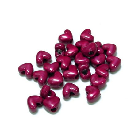 JOLLY STORE Crafts Red Pearl Heart Shaped Pony Beads, Made in USA