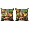 thumbnail image 1 of Ambesonne Colorful Throw Pillow Cover 2 Pack, Fruit Pineapple Cherry, 16", Multicolor, 1 of 2