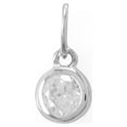 thumbnail image 2 of 925 Sterling Silver Round CZ April Charm Rhodium Plated Clear CZ 6.5mm X 8.7mm Pendant Necklace for Women, 2 of 2