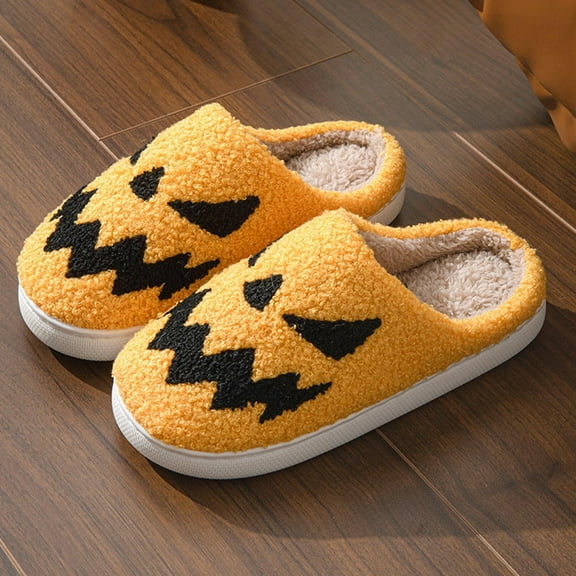 Slippers for Women Indoor Fashion Halloween Embroidery Leisure Home Indoor And Outdoor Slippers Plus Velvet Warm Unisex Slippers