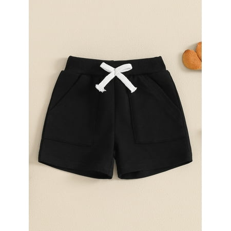 Mama's sunshine Baby Boys Shorts, Elastic Waist Solid Casual Short Summer Bottoms with Pockets for Daily
