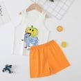thumbnail image 2 of KPOPLK Toddler Boy Sleeveless Outfit Set 2Pcs Cute Cartoon Print T-Shirt + Shorts Baby Boy Summer Clothes Soft Cotton Sizes 2-10 Years Size 7-8 Years,Orange, 2 of 4