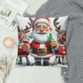 thumbnail image 2 of COMIO Throw Pillow Covers Santa Claus and Reindeer Christmas with Deer Holiday Party Beer Cartoon for Couch Living Room, 2 of 5